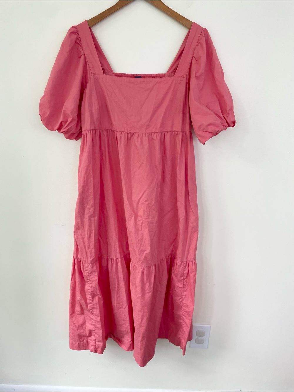 Old Navy Square Neck Tiered Empire Waist Midi Dress Ginger Rose Pink L Large